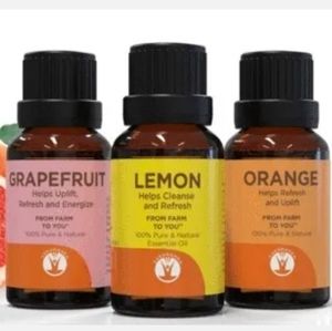 New Grapefruit Orange Lemon Essential oil Gurunanda 15 ml each